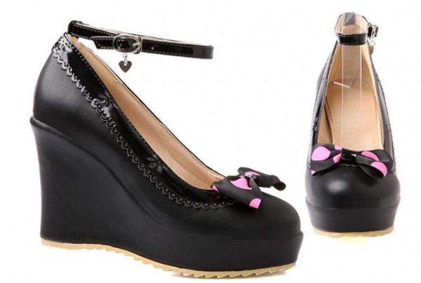 2019 women's shoes in spring and autumn with new style slope heel round head waterproof table bowknot @2150, Black
2019 women's shoes in spring and autumn with new style slope heel round head waterproof table bowknot @2150, Black
