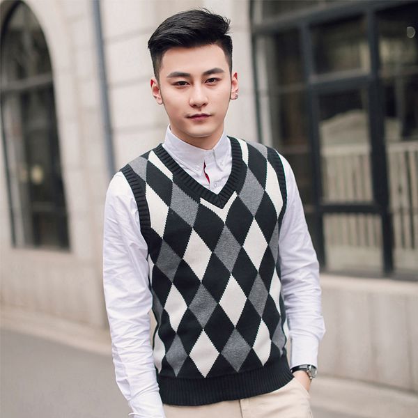 men's wool vest pullover autumn winter warm thick v-neck argyle slim fit fashion clothes knitted cotton casual male sweaters, Black;white
men's wool vest pullover autumn winter warm thick v-neck argyle slim fit fashion clothes knitted cotton casual male sweaters, Black;white