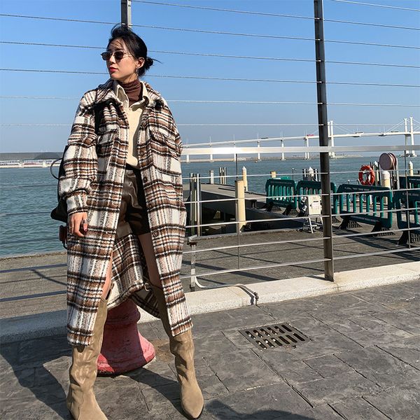 2020 female new winter and beiginning spring plus size outerwear retro big plaid lazy fashion long lapel loose all-match coat, Black
2020 female new winter and beiginning spring plus size outerwear retro big plaid lazy fashion long lapel loose all-match coat, Black