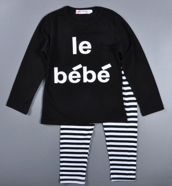 children outfits set spring autumn baby boy girl clothes set letters le bebe long sleeve t-shirt+stripe trousers kids clothing 12m-4t, White
children outfits set spring autumn baby boy girl clothes set letters le bebe long sleeve t-shirt+stripe trousers kids clothing 12m-4t, White