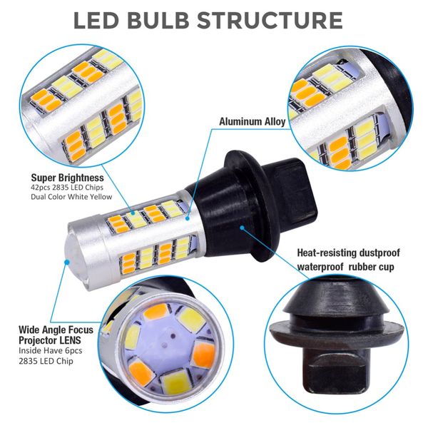 2pcs dual color canbus led 1156 ba15s 2835 42smd white amber with resistors car turn signal lights daytime running light drl
2pcs dual color canbus led 1156 ba15s 2835 42smd white amber with resistors car turn signal lights daytime running light drl