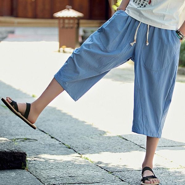 2019 men's casual slim sports pants calf-length linen trousers baggy harem pants and comfortable, Black
2019 men's casual slim sports pants calf-length linen trousers baggy harem pants and comfortable, Black