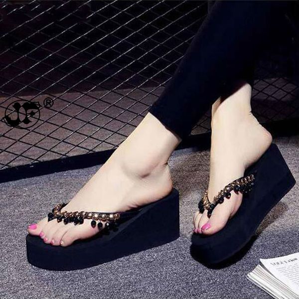 2019 summer bead beach women flip flop non slip sandals slipper high heel platform home chaussure femme zapatillas mujer fghu, Black
2019 summer bead beach women flip flop non slip sandals slipper high heel platform home chaussure femme zapatillas mujer fghu, Black