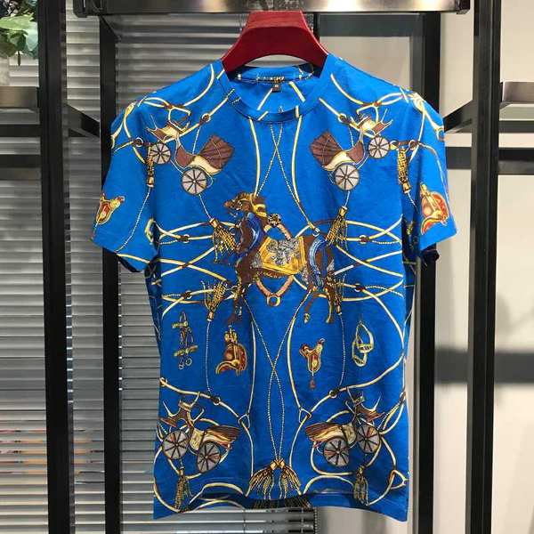 w05688 2020 runway luxury european design short print party style t-shirts men's clothing, White;black
w05688 2020 runway luxury european design short print party style t-shirts men's clothing, White;black