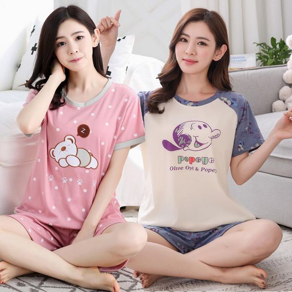 2019 summer cute cartoon shorts pajama sets for women cotton short sleeve sleepwear femme homewear pijama mujer home clothes, Blue;gray
2019 summer cute cartoon shorts pajama sets for women cotton short sleeve sleepwear femme homewear pijama mujer home clothes, Blue;gray