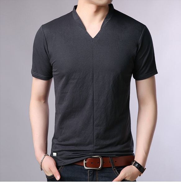 slim mens designer tshirt solid color summer breathable short sleeve stand collar casual tees male clothing, White;black
slim mens designer tshirt solid color summer breathable short sleeve stand collar casual tees male clothing, White;black
