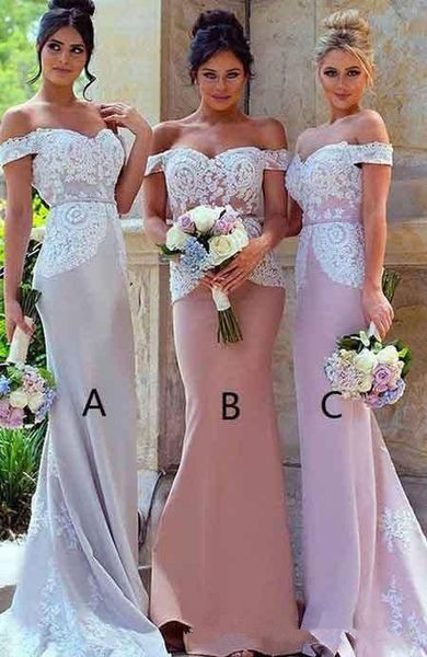 short sleeves slim mermaid long bridesmaids dresses white lace appliques guest formal party gowns custom 2020 vestidos de bridesmaids dress, White;pink
short sleeves slim mermaid long bridesmaids dresses white lace appliques guest formal party gowns custom 2020 vestidos de bridesmaids dress, White;pink