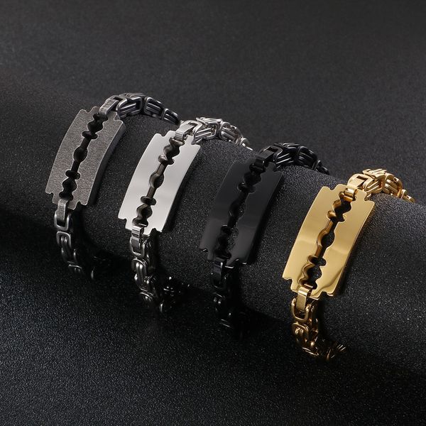 men's stainless steel bracelet creative titanium steel emperor chain blade curved personality tide jewelry, Black
men's stainless steel bracelet creative titanium steel emperor chain blade curved personality tide jewelry, Black