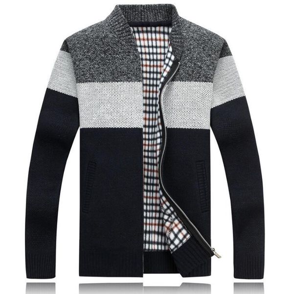 2018 autumn new men's thick sweatercoat striped stand collar zipper sweater coat outerwear winter fleece cashmere liner sweaters, White;black
2018 autumn new men's thick sweatercoat striped stand collar zipper sweater coat outerwear winter fleece cashmere liner sweaters, White;black