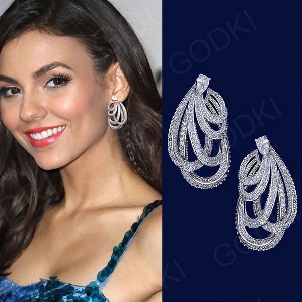 godki braided twist lines luxury water drop full mirco paved cubic zirconia naija wedding earring fashion high end jewelry cj191223, Silver
godki braided twist lines luxury water drop full mirco paved cubic zirconia naija wedding earring fashion high end jewelry cj191223, Silver