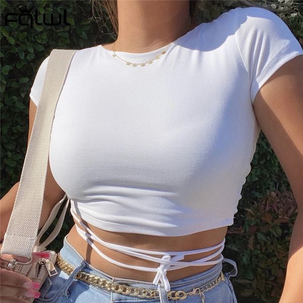 women's t-shirt fqlwl lace up bandage ladies bodycon t shirt women pulovers backless white black female crop tee shirts
women's t-shirt fqlwl lace up bandage ladies bodycon t shirt women pulovers backless white black female crop tee shirts