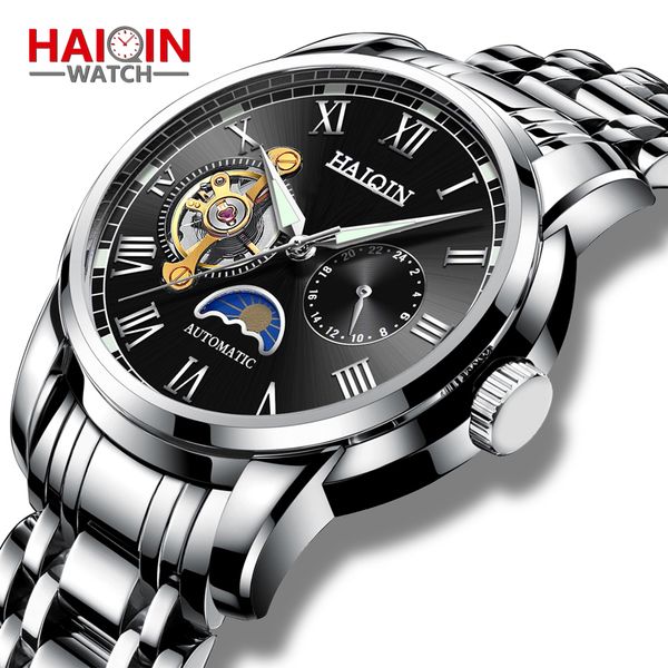 automatic machinery men's watches haiqin 2019 new watch men business steel clock men moon watch reloj hombre, Slivery;brown
automatic machinery men's watches haiqin 2019 new watch men business steel clock men moon watch reloj hombre, Slivery;brown