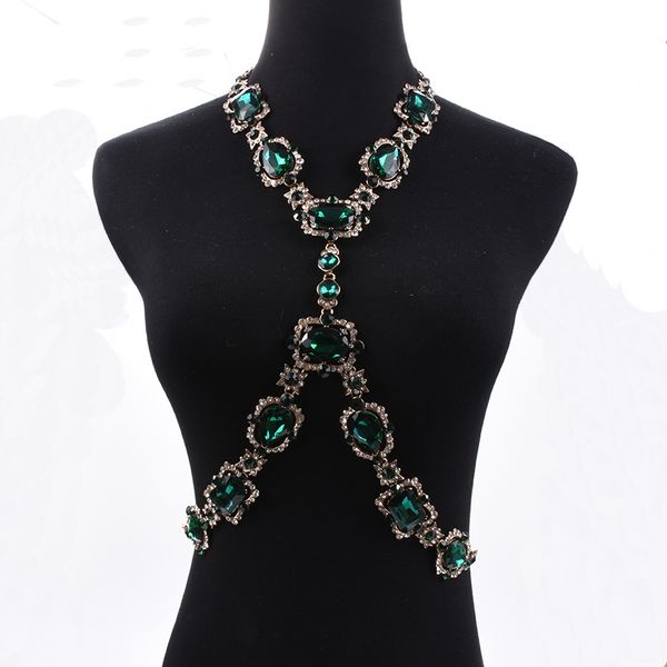 bohomian green crystal body necklace women body jewelry waist chain necklace femme big choker maxi statement necklace for women, Silver
bohomian green crystal body necklace women body jewelry waist chain necklace femme big choker maxi statement necklace for women, Silver
