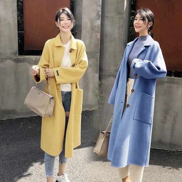 hayblst brand coat women 2019 new autumn winter plus size3xl woolen female outerwear mid-long korean temperament popular clothes, Black 
hayblst brand coat women 2019 new autumn winter plus size3xl woolen female outerwear mid-long korean temperament popular clothes, Black