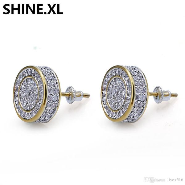 925 sterling silver iced из cz премиум алмазного кластера циркония круглого винт назад серьги для мужчин hip hop ювелирных изделий, Golden;silver
925 sterling silver iced из cz премиум алмазного кластера циркония круглого винт назад серьги для мужчин hip hop ювелирных изделий, Golden;silver