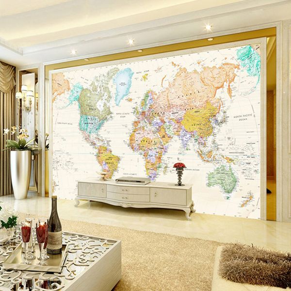 

jointless custom mural 3d room wallpaper elegant light colour version of the map world p wallpaper for home decor