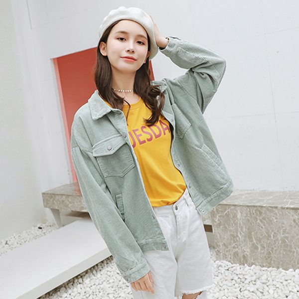 2019 spring and autumn corduroy jacket solid color large size tide brand casual short baseball uniform women's jacket lq518, Black;brown
2019 spring and autumn corduroy jacket solid color large size tide brand casual short baseball uniform women's jacket lq518, Black;brown