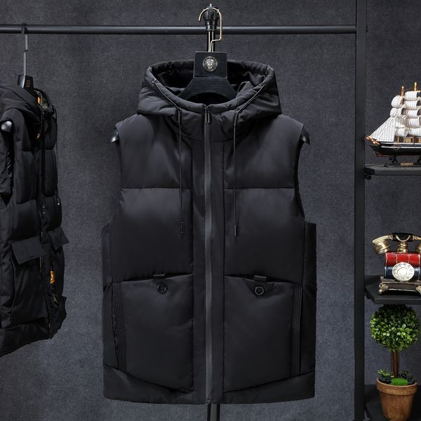 thick casual winter jackets vests men sleeveless hoodie coats male cotton padded warm slim big pocket waistcoat, Black;white
thick casual winter jackets vests men sleeveless hoodie coats male cotton padded warm slim big pocket waistcoat, Black;white