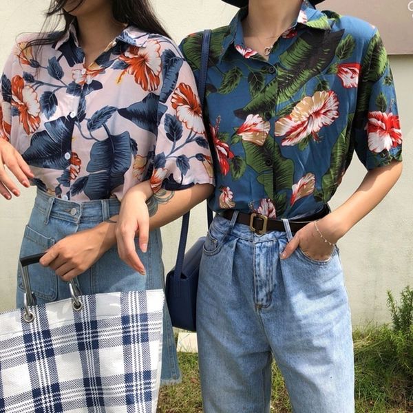 ladies designer blouses for women blouse short sleeve printed vintage korean casual blusas hawaiian beach female lady shirts, White
ladies designer blouses for women blouse short sleeve printed vintage korean casual blusas hawaiian beach female lady shirts, White