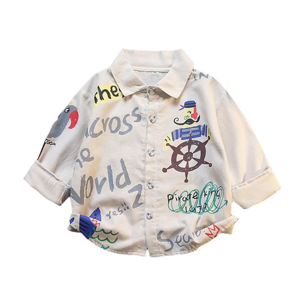 boys and children's wild casual cartoon print long-sleeved shirt tide, White;black
boys and children's wild casual cartoon print long-sleeved shirt tide, White;black
