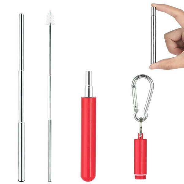 pocket collapsible portable reusable straws stainless steel telescopic metal straws with aluminum case carabiner cleaning brush in stock
pocket collapsible portable reusable straws stainless steel telescopic metal straws with aluminum case carabiner cleaning brush in stock
