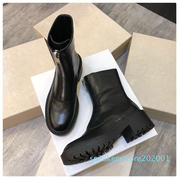 autumn winter real leather martin boots engaland style thick bottom comfortable ankle front zipper high flat knight boots s01, Black
autumn winter real leather martin boots engaland style thick bottom comfortable ankle front zipper high flat knight boots s01, Black