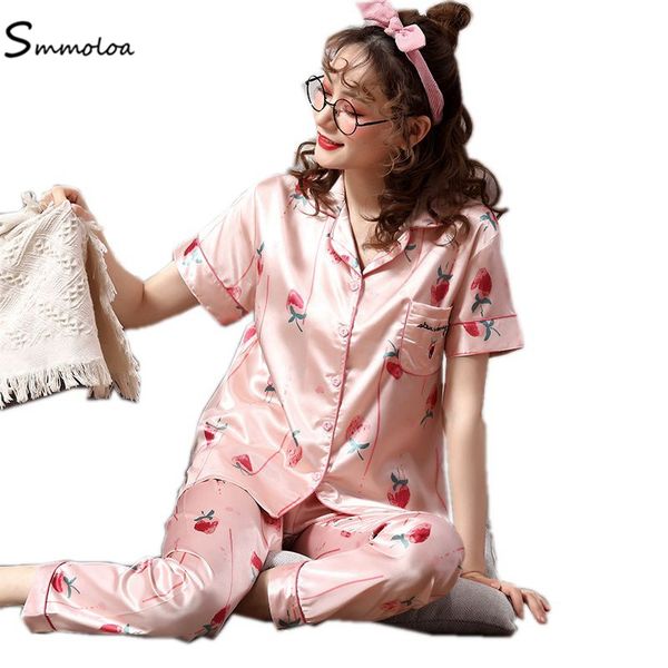 smmoloa pyjamas new summer pijamas set silk sleepwear short sleeve + long pant new homewear, Blue;gray
smmoloa pyjamas new summer pijamas set silk sleepwear short sleeve + long pant new homewear, Blue;gray