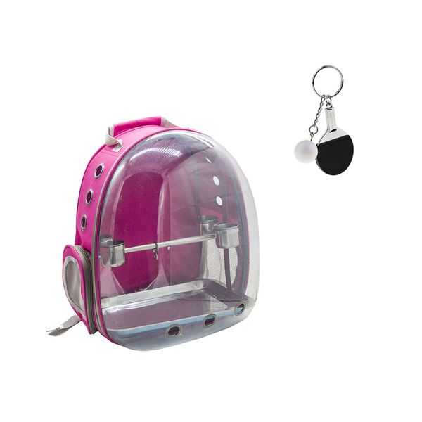 3 in 1 bird parrot backpack transparent carrier rose red portable outdoor travel & stainless stand feeder & keychain
3 in 1 bird parrot backpack transparent carrier rose red portable outdoor travel & stainless stand feeder & keychain