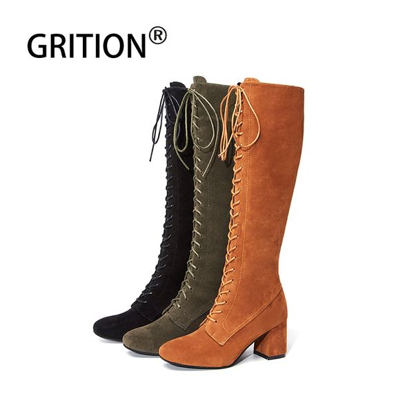 grition 2019 new women knee boots high thick heel genuine leather ladies shoes elegant fashion luxury winter warm comfy footwear, Black
grition 2019 new women knee boots high thick heel genuine leather ladies shoes elegant fashion luxury winter warm comfy footwear, Black