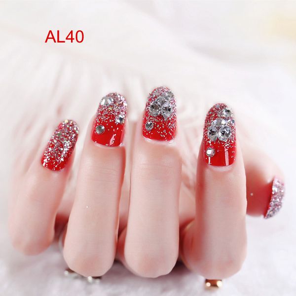 24pcs red fake nails bride false nail glitter nail tips with glue nails art accessaries oa66, Black
24pcs red fake nails bride false nail glitter nail tips with glue nails art accessaries oa66, Black