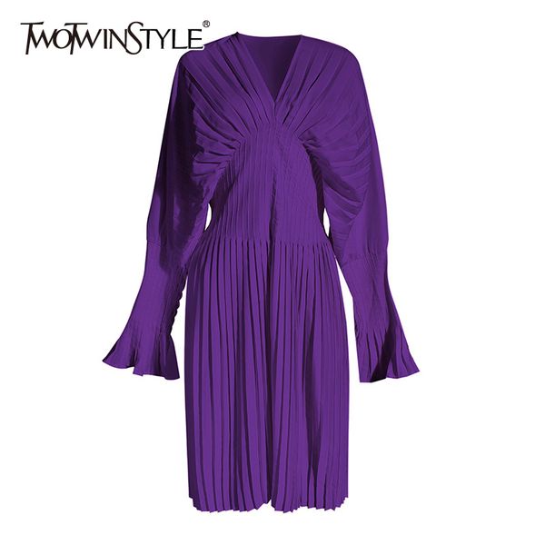 twotwinstyle vintage pleated dress women flare long sleeve v neck dresses female fashion clothes 2020 spring summer new, Black;gray
twotwinstyle vintage pleated dress women flare long sleeve v neck dresses female fashion clothes 2020 spring summer new, Black;gray