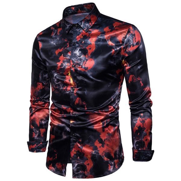 men long sleeve printing shirt slim casual button for party autumn beach fdc99, White;black
men long sleeve printing shirt slim casual button for party autumn beach fdc99, White;black
