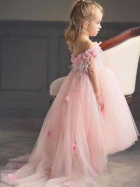 new coming flower girl dress with 3d floral appliques beading feathers cap sleeves open back custom made for elegant girls, White;red
new coming flower girl dress with 3d floral appliques beading feathers cap sleeves open back custom made for elegant girls, White;red
