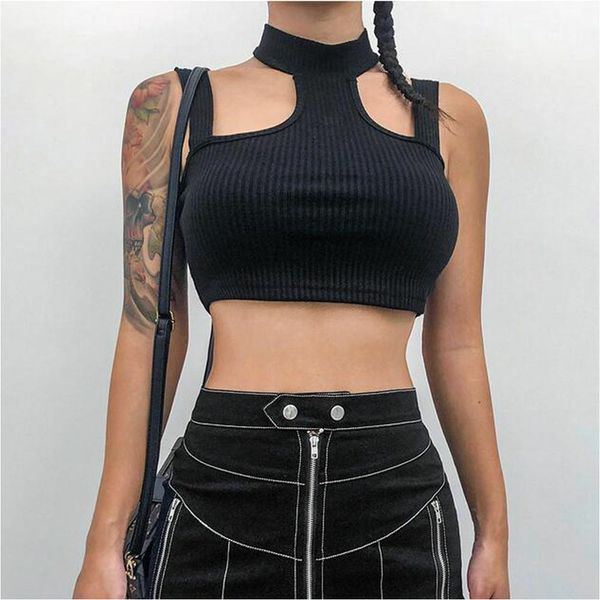 2019 summer crop women black sleeveless bandage t shirt fashion hollow turtleneck strappy tank ladies, White
2019 summer crop women black sleeveless bandage t shirt fashion hollow turtleneck strappy tank ladies, White
