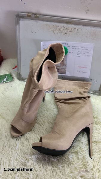 nude suede open toe ankle platform high heel for woman autumn winter short thin heeled boots mx200508, Black
nude suede open toe ankle platform high heel for woman autumn winter short thin heeled boots mx200508, Black