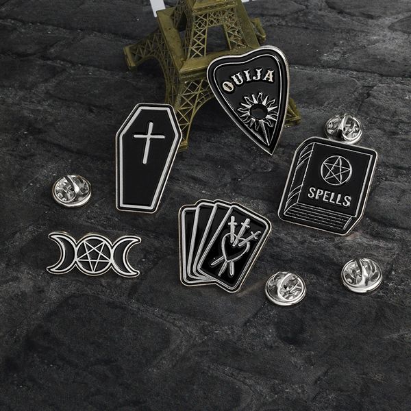witch coffin triple moon star heart book cards bottle spells ouija brooch and pin black pins buckle lapel pin badge punk jewelry, Gray
witch coffin triple moon star heart book cards bottle spells ouija brooch and pin black pins buckle lapel pin badge punk jewelry, Gray