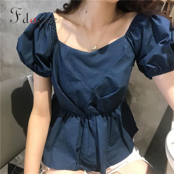 2019 summer women blouses bubble sleeve lotus leaf hem received waist pure short clothes china v-neck solid color shirt, White
2019 summer women blouses bubble sleeve lotus leaf hem received waist pure short clothes china v-neck solid color shirt, White