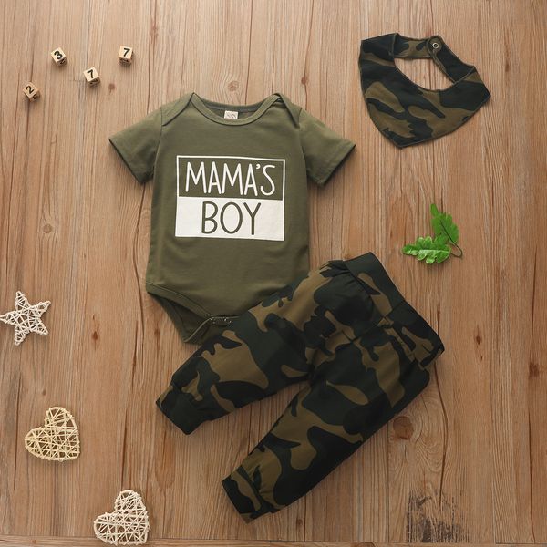 2020 Baby Summer Clothing 3Pcs Baby Boy Suit Set Letter Print Short Sleeve Romper Top Camouflage Print Pants Clothes
2020 Baby Summer Clothing 3Pcs Baby Boy Suit Set Letter Print Short Sleeve Romper Top Camouflage Print Pants Clothes