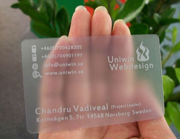 Customized Order Frosted Transparent Visit Card, Clear Plastic Material For Printing, Item No. Cu31