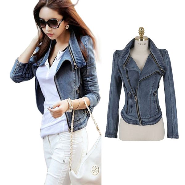 fashion 2018 womens vintage jean slim fit zip autumn short jacket coat denim outerwear jeans size s m xl jk488, Black;brown
fashion 2018 womens vintage jean slim fit zip autumn short jacket coat denim outerwear jeans size s m xl jk488, Black;brown