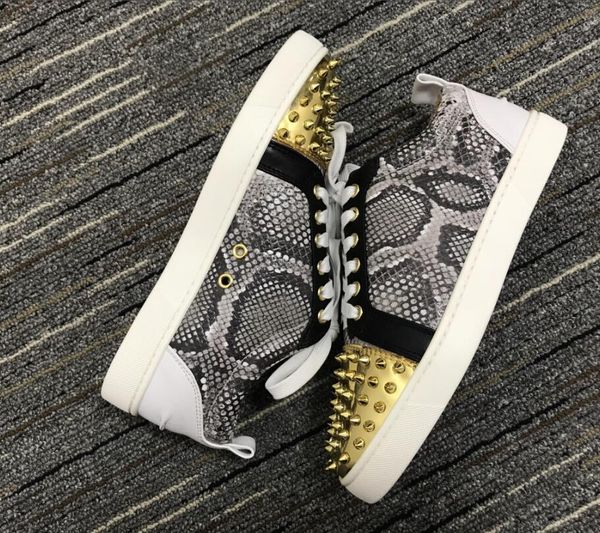 pyhton leather + gold spikes junior sneaker,fashion red bottom men luxury designer skateboard sports -- party dress wedding eu35-47, Black
pyhton leather + gold spikes junior sneaker,fashion red bottom men luxury designer skateboard sports -- party dress wedding eu35-47, Black