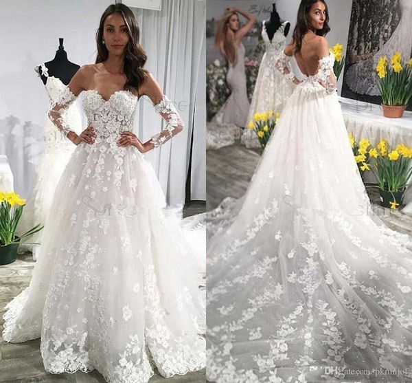 elegant lace a line wedding dresses with detachable long sleeves sweetheart backless boho wedding dresses long train beach bridal gowns, White
elegant lace a line wedding dresses with detachable long sleeves sweetheart backless boho wedding dresses long train beach bridal gowns, White