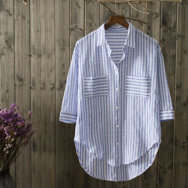 ladies designer women blouses cotton women 100% striped blouse 2019 new casual shirt woman office shirts excellent striped 0.12, White
ladies designer women blouses cotton women 100% striped blouse 2019 new casual shirt woman office shirts excellent striped 0.12, White