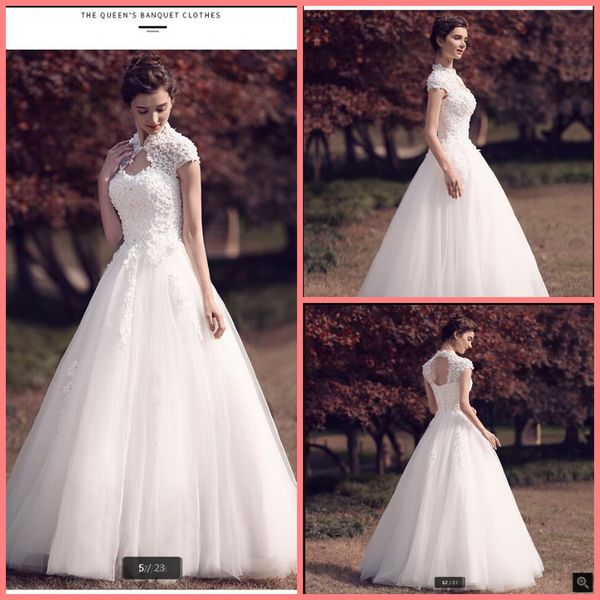 2019 robe de soiree white lace appliques high neckline a line wedding dress cap sleeve beading pearls hollow back wedding gowns on sale
2019 robe de soiree white lace appliques high neckline a line wedding dress cap sleeve beading pearls hollow back wedding gowns on sale
