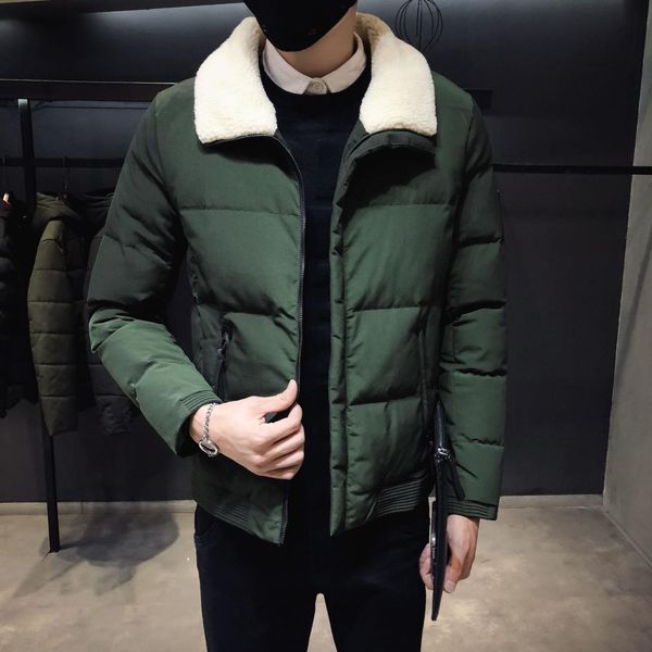 winter 2019 men trend with thick cotton-padded clothes imitation lambs wool collar handsome short cotton-padded jacket, Black
winter 2019 men trend with thick cotton-padded clothes imitation lambs wool collar handsome short cotton-padded jacket, Black