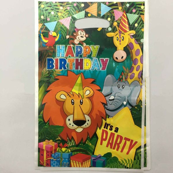 

10pcs zoo theme disposable gift bag lion elephant monkey giraffe kids favor children's birthday thanksgiving party supplies