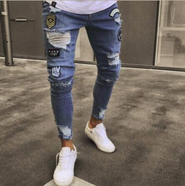 men's fashion vintage ripped jeans super skinny slim fit zipper denim pant destroyed frayed trousers cartoon gothi, Blue
men's fashion vintage ripped jeans super skinny slim fit zipper denim pant destroyed frayed trousers cartoon gothi, Blue