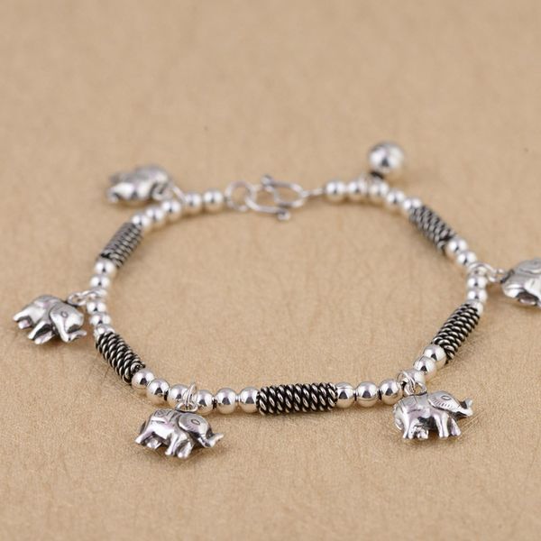 925 silver elephant charm bracelet 19cm chain vintage 100% original s925 thai silver bracelets for women jewelry, Golden;silver
925 silver elephant charm bracelet 19cm chain vintage 100% original s925 thai silver bracelets for women jewelry, Golden;silver