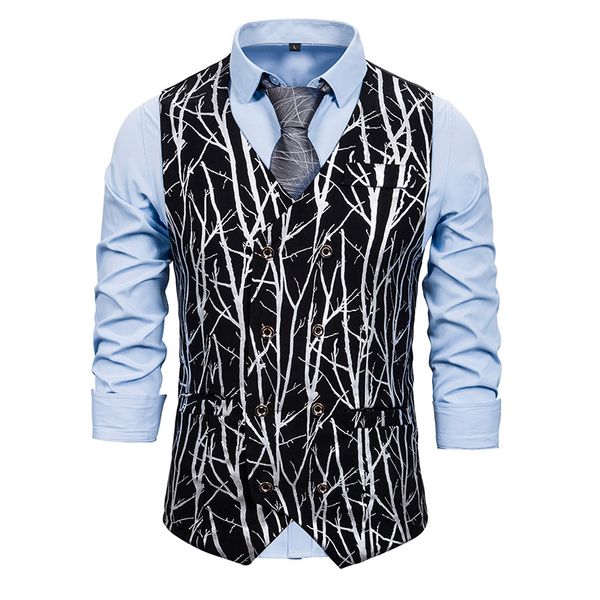 fashion silver branches print single breasted vest men 2020 brand slim sleeveless waistcoat men formal busienss chaleco hombre, Black;white
fashion silver branches print single breasted vest men 2020 brand slim sleeveless waistcoat men formal busienss chaleco hombre, Black;white
