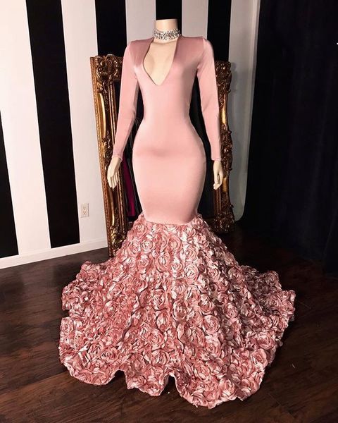 african pink mermaid evening dresses 3d flowers train v neck long sleeve elegant floral prom party gowns for black girls, Black;red
african pink mermaid evening dresses 3d flowers train v neck long sleeve elegant floral prom party gowns for black girls, Black;red